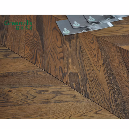 Parquet en bois d'ingénierie multiplis en chêne européen, chevrons/arêtes de poisson/lames, parquet en bois/planchers de bois franc