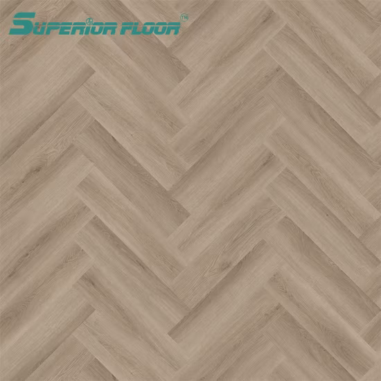 Carreaux de sol à chevrons en vinyle PVC Spc de luxe, résistance aux chocs supérieure, pour résidentiel/commercial